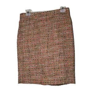 J.Crew No.2 Pencil Tweed Skirt Womens 2 Multicolor Flat Front Casual Back Zip